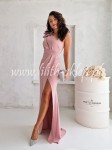 Dinah -różowa dopasowana maxi na jedno ramię z rozcięciem na nodze i biuście