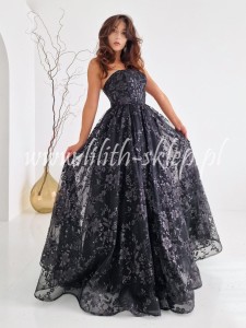 Natalie - czarna sukienka gorsetowa posypana brokatem