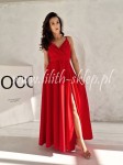 Eva -czerwona sukienka maxi z rozcięciem na nodze