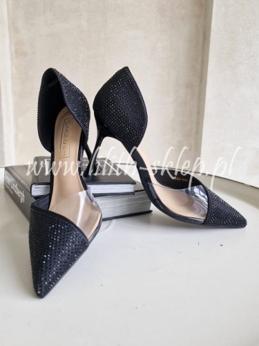 czarna szpilki z transparentna wstawka