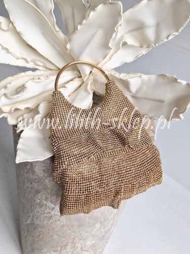 zlota torebka worek z falbankami