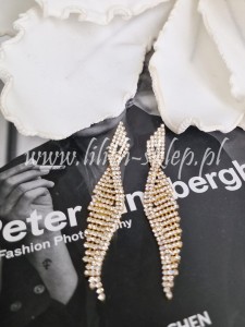 Złote kolczyki długie z cyrkoniami