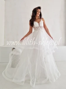 Amelia- biała sukienka tiulowa z asymetrycznym dołem