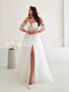 Laosa- biała sukienka tiulowa z rękawkami