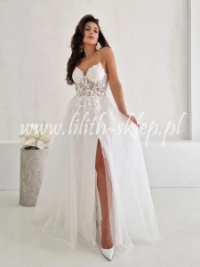 Blanche -biała sukienka tiulowa z odkrytymi plecami