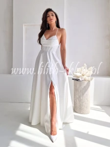 Melissa- biała sukienka z efektowną górą 