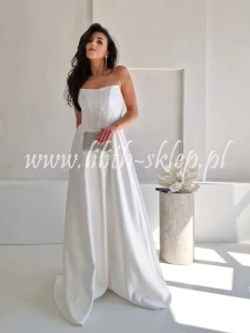 Louis- biała sukienka satynowa z gorsetową górą