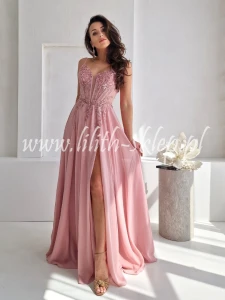 Ginny- różowa zwiewna sukienka z gorsetową górą