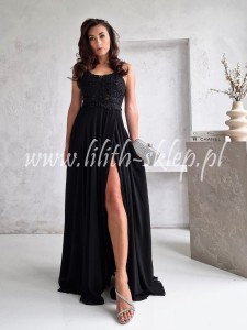 Abigail -czarna sukienka zwiewna z wycięciem na plecach